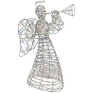 Clayre &amp; Eef | Kerstdecoratie Engel met LED Zilverkleurig 22x8x30 cm / 3xAA | 66786