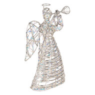 Clayre &amp; Eef | Kerstdecoratie Engel met LED Zilverkleurig 22x8x30 cm / 3xAA | 66786