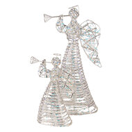 Clayre &amp; Eef | Kerstdecoratie Engel met LED Zilverkleurig 22x8x30 cm / 3xAA | 66786