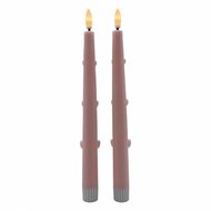 Clayre &amp; Eef | Kaars met LED set van 2 Roze &oslash; 3x25 cm / 2xAAA | 6CA0012