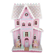 Clayre &amp; Eef | Decoratie Huis Roze 54x31x76 cm LED / 3xAA | 5PR0218