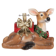 Clayre &amp; Eef | Kerstboom standaard Hert Bruin Rood 57x25x39 cm | 5PR0229