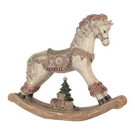 Clayre &amp; Eef | Decoratie Hobbelpaard Beige Rood 55x14x46 cm | 5PR0240