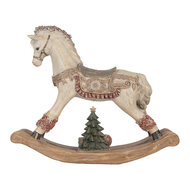 Clayre &amp; Eef | Decoratie Hobbelpaard Beige Rood 55x14x46 cm | 5PR0240