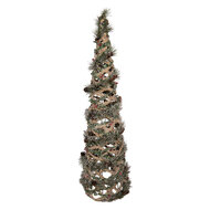 Clayre &amp; Eef | Decoratie Kertboom met LED Groen Bruin &oslash; 28x99 cm / 3xAA | 5RO0112