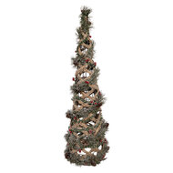 Clayre &amp; Eef | Decoratie Kertboom met LED Groen Bruin &oslash; 20x61 cm / 3xAA | 5RO0114