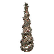 Clayre &amp; Eef | Decoratie Kertboom met LED Groen Bruin &oslash; 20x61 cm / 3xAA | 5RO0114