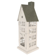 Clayre &amp; Eef | Decoratie Huis Wit Groen 21x14x58 cm | 5Y1464
