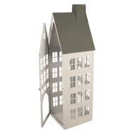 Clayre &amp; Eef | Decoratie Huisjes (set van 3) Wit Groen 38x38x142 / 26x26x105 / 18x18x63 cm | 5Y1465