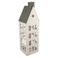 Clayre &amp; Eef | Decoratie Huisjes (set van 3) Wit Groen 38x38x142 / 26x26x105 / 18x18x63 cm | 5Y1465