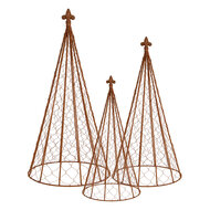 Clayre &amp; Eef | Decoratie Kegel (set van 3) Bruin &oslash; 30x62 / &oslash; 25x51 / &oslash; 20x41 cm | 5Y1466