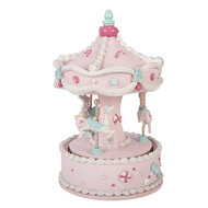 Clayre &amp; Eef | Muziekdoos Draaimolen Roze Blauw &oslash; 12x19 cm | 66753