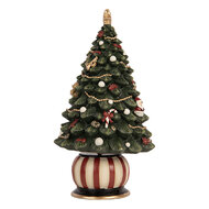 Clayre &amp; Eef | Muziekdoos Kerstboom Groen Rood &oslash; 13x23 cm | 66754