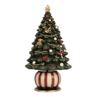 Clayre &amp; Eef | Muziekdoos Kerstboom Groen Rood &oslash; 13x23 cm | 66754