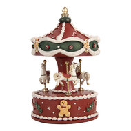 Clayre &amp; Eef | Muziekdoos Draaimolen Rood Wit &oslash; 12x19 cm | 66755