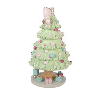 Clayre &amp; Eef | Muziekdoos Kerstboom Groen Roze &oslash; 13x23 cm | 66756