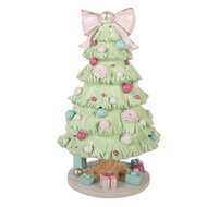 Clayre &amp; Eef | Muziekdoos Kerstboom Groen Roze &oslash; 13x23 cm | 66756