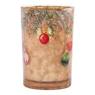 Clayre &amp; Eef | Waxinelichthouder Bruin Groen &oslash; 12x18 cm | 6GL5389