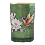 Clayre &amp; Eef | Waxinelichthouder Groen Wit &oslash; 12x18 cm | 6GL5395