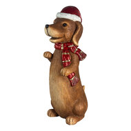 Clayre &amp; Eef | Decoratie Hond Bruin Rood 19x24x51 cm | 6MG0203