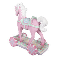 Clayre &amp; Eef | Decoratie Paard Roze Wit 35x16x38 cm | 6PR6233