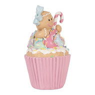 Clayre &amp; Eef | Decoratie Cupcake Roze Bruin &oslash; 9x16 cm | 6PR6237