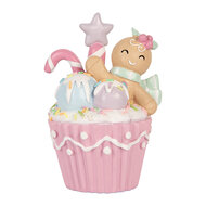 Clayre &amp; Eef | Decoratie Cupcake Roze Bruin 11x9x15 cm | 6PR6238