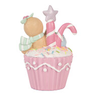 Clayre &amp; Eef | Decoratie Cupcake Roze Bruin 11x9x15 cm | 6PR6238