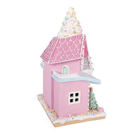 Clayre &amp; Eef | Decoratie Huis met LED Roze Wit 21x14x28 cm / 2xAAA | 6PR6242