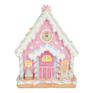 Clayre &amp; Eef | Decoratie Huis Roze Wit 13x10x16 cm | 6PR6244