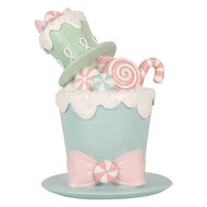 Clayre &amp; Eef | Decoratie hoed Groen Wit 17x16x22 cm | 6PR6346
