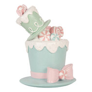 Clayre &amp; Eef | Decoratie hoed Groen Wit 17x16x22 cm | 6PR6346