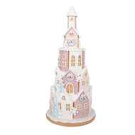 Clayre &amp; Eef | Decoratie Huis Wit Roze &oslash; 14x30 cm | 6PR6349