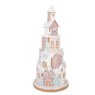 Clayre &amp; Eef | Decoratie Huis Wit Roze &oslash; 14x30 cm | 6PR6349