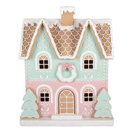 Clayre &amp; Eef | Decoratie Huis Bruin Groen 38x20x48 cm | 6PR6370