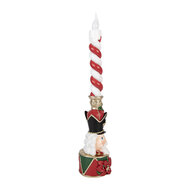 Clayre &amp; Eef | Decoratie Kandelaar met kaars met LED Rood Groen 9x10x45 cm | 6PR6376