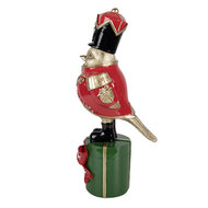Clayre &amp; Eef | Decoratie Vogel Goudkleurig Rood 11x13x30 cm | 6PR6378