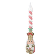 Clayre &amp; Eef | Decoratie Kandelaar met kaars met LED Roze Wit 9x10x45 cm | 6PR6379