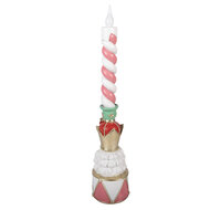 Clayre &amp; Eef | Decoratie Kandelaar met kaars met LED Roze Wit 9x10x45 cm | 6PR6379