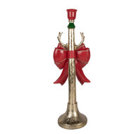 Clayre &amp; Eef | Kandelaar Goudkleurig Rood 15x12x45 cm | 6PR6380