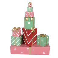 Clayre &amp; Eef | Decoratie van opgestapelde Cadeautjes Groen Roze 28x12x36 cm | 6PR6382