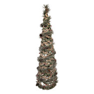 Clayre &amp; Eef | Decoratie Kertboom met LED Groen Bruin &oslash; 15x41 cm / 2xAA | 6RO0622