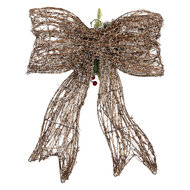 Clayre &amp; Eef | Decoratie Strik met LED Bruin Groen 41x10x51 cm / 3xAA | 6RO0623