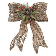 Clayre &amp; Eef | Decoratie Strik met LED Bruin Groen 41x10x51 cm / 3xAA | 6RO0623