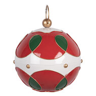 Clayre &amp; Eef | Decoratie Kerstbal Rood Wit &oslash; 24x27 cm | 6Y6056