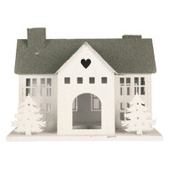 Clayre &amp; Eef | Decoratie Huis Wit Groen 31x23x32 cm | 6Y6067
