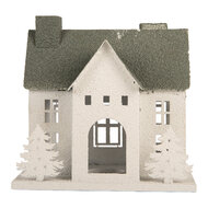 Clayre &amp; Eef | Decoratie Huis Wit Groen 26x17x26 cm | 6Y6068