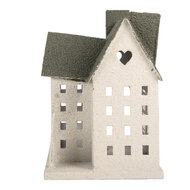 Clayre &amp; Eef | Decoratie Huis Wit Groen 26x17x26 cm | 6Y6068