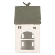 Clayre &amp; Eef | Decoratie Huis Wit Groen 20x20x39 cm | 6Y6069