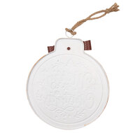 Clayre &amp; Eef | Decoratie Kerstbal Beige Rood 30x4x37 cm | 6Y6167